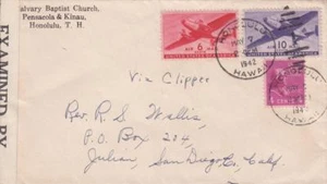 Honolulu a San Diego, CA, 1942, vuelo Clipper, censurado (C1445) - Imagen 1 de 1