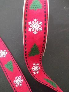 CELEBRATE IT! Christmas Gift-Wrapping RIBBON 7/8"x3yds. 100% Polyester. RED. - Picture 1 of 5