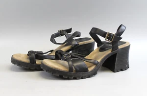 VTG ROUTE 66 FAUX LEATHER FASHION PLATFORM HEEL SANDALS SHOES WOMENS SZ 9 - Picture 1 of 7