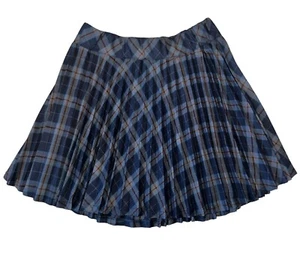 Katie J NYC Girls Navy Gray Plaid Pleated Pull On Mini Skirt Size L(12) - Picture 1 of 4
