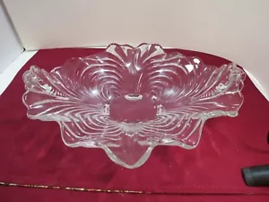Cambridge Clear Bowl Crimped Large 13" inch handle to handle Caprice Footed - Picture 1 of 10