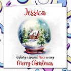 Personalised Snow Globe Christmas Card Child Cute Kids Grandson Granddaughter PY
