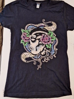 Camisa Babydoll Lucky 13 Vintage Hot Topic Tattoo Your Soul XL Living Dead Roses Foto 1 de 3