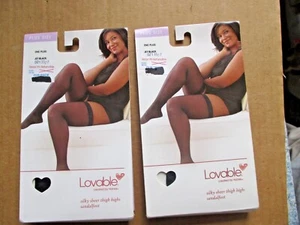LOVABLE by Hanes Women's 1Plus Size Thigh Highs Jet Black - Picture 1 of 8