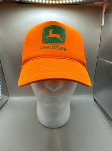 New Vintage John Deere Rope Hat Mesh Trucker Snapback Foam Orange NISSIN  - Picture 1 of 7