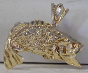 10k yellow gold large mouth bass charm, 2.1g - Picture 1 of 6