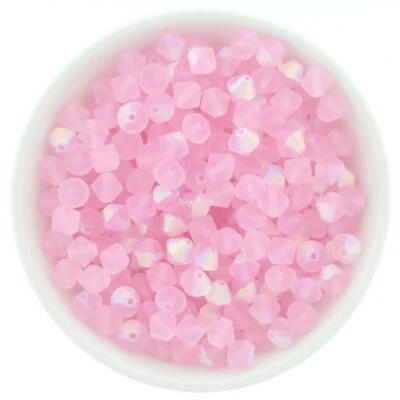 Preciosa Bicones Pink Sapphire AB Matte 3mm, 4mm, 6mm Crystal Bicones - Image 1 of 2