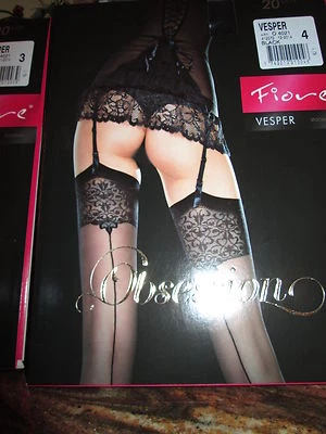 MEIAS DE LIGA FIORE VESPER COSTURA TRASEIRA 3 TAMANHOS MEIAS EUROPEIAS FINAS PRETAS - Imagem 1 de 4