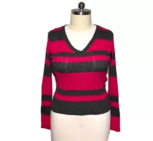 Arizona Jeans Company | Hot Pink and Grey Wide Stripe Sweater XL - Picture 1 of 8