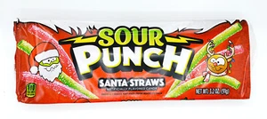 Sour Punch Berry & Green Apple Fruit Santa Straws Candy - 2pk, 4pk, Case of 12 - Picture 1 of 5