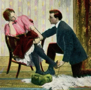 1910 Postcard Gentleman With His Hand Up A Skirt - Picture 1 of 3