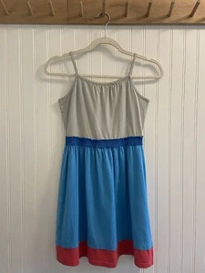 Hanna Andersson Sleeveless Mini Sundress Cotton Lightweight Red Grey Blue 140 10 - Picture 1 of 8