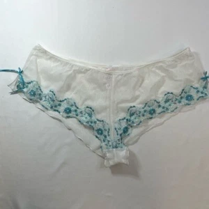 Victoria's Secret Höschen XL Tanga frech transparent weiß Netz bestickt Vintage - Bild 1 von 4
