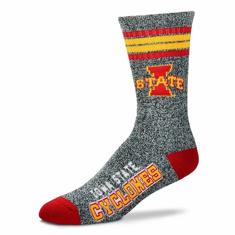 Iowa State Cyclones Mens Medium NCAA 4 Stripe Deuce Crew Socks  6-11 Cover