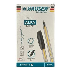Hauser Alfa Tricone Penne a Sfera Nere, 1.0mm Grassetto - Confezione da 25, Ritorno a Scuola - Foto 1 di 6