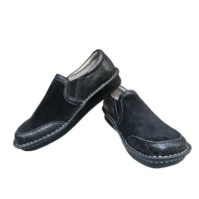 Tamancos de couro preto Alegria Brook tamanho UE 41 EUA 10,5-11 camurça rosa floral - Imagem 1 de 4