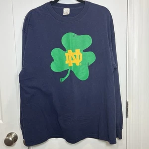 Vintage Notre Dame Men’s XL Long Sleeve Shirt Fighting Irish Logo Blue 90s Y2K - Picture 1 of 6