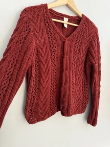 J Jill Handstrick Pullover Pulli in Rost Burgund Damen Gr. M offen Strick V-Ausschnitt - Bild 1 von 9