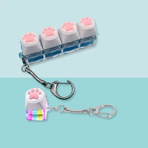 Katzenpfote Keycap Fidget Schlüsselanhänger Konvolut Tastatur Leuchtpfote süß Geschenkset - Bild 1 von 8