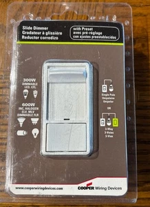 Cooper Slide Dimmer SAL06P-W , 120 V, 300, 600 W, WHITE - Picture 1 of 2