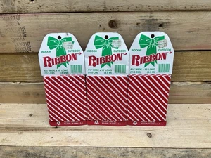 Lote de 3 cintas de plástico a rayas rojas interiores exteriores adornos navideños - Imagen 1 de 2