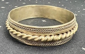 Vintage silberfarben verdrehtes Seil Stil Armreif Armband 7,5" - Bild 1 von 6