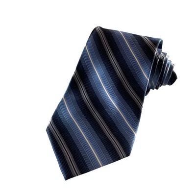 Covington Mens Silk Striped Necktie Blue Gray Formal Business - Image 1 of 4