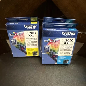 3PK GENUINE Brother (2) LC205C, (1) LC205Y Color Ink 2018 & 2019 - Picture 1 of 7