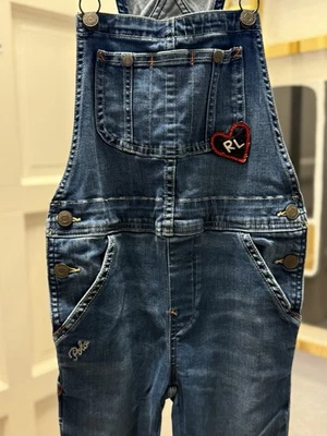 Polo Ralph Lauren Niñas Mono Pantalones Denim Talla 7 Correas Ajustables Bolsillos Foto 1 de 4