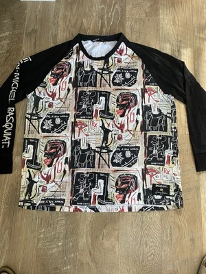 复古 Sean John Basquiat Art 长袖 T 恤成人 2XL 多色 Y2K AOP — 第 1/4 张图片