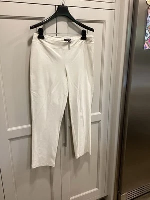 Eileen Fisher White Textured Knit Slim Ankle Pants Viscose Stretch Medium Petite - Image 1 of 4