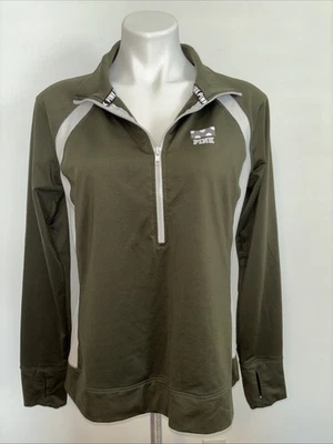 Pullover Victoria Secret rosa atlético media cremallera manga larga agujero grande para el pulgar Foto 1 de 4