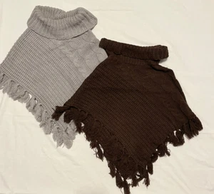 Girls Poncho Brown / Gray Arizona sm-med 10-12 - Picture 1 of 3