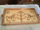 Rectangle Shape Wood Carved Shadow Box Serving Tray