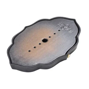 Reservoir Tea Tray Chinese Crude Pottery Lotus Design Carved Tea Plate For Pot - Picture 1 of 21