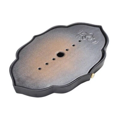 Reservoir Tea Tray Chinese Crude Pottery Lotus Design Carved Tea Plate For Pot - Image 1 of 4