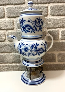 Bayreux Porzellan Kaffeezubereiter- Stövchen-Filter-Kanne-blaue Blumen - Bild 1 von 18