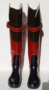 DOLCE GABBANA Patent Leather/Leather/Rubber Combined Boots Size EU 39/US 8 - Picture 1 of 9