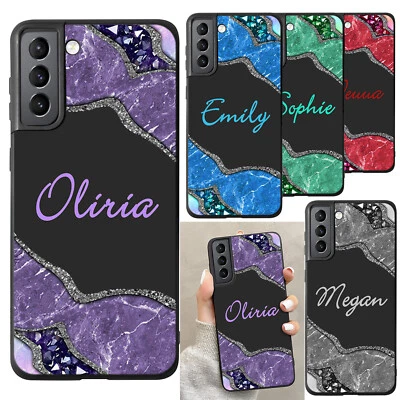 Marble Case For Samsung Galaxy S23 FE S22 S21 S24 Personalised Phone Soft Cover - Image 1 of 4