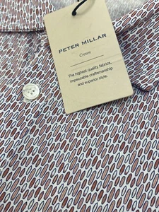 Peter Millar “Surfs Up” Surfboard Print Golf Polo Shirt Pima Cotton Red MED $115 - Picture 1 of 7