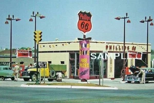 1954 PHILLIPS 66 Gas Station 4X6 Borderless PHOTO - Picture 1 of 1