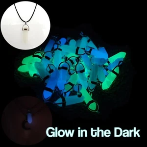 Glow in the Dark Gemstone Pendant Necklace Quartz Crystal Stone Reiki Fashion UK - Picture 1 of 4