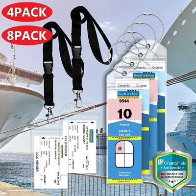 GREATSHIELD Premium Cruise Luggage Tag Lanyard ID Holder Zip Seal Steel Loop Durable PVC