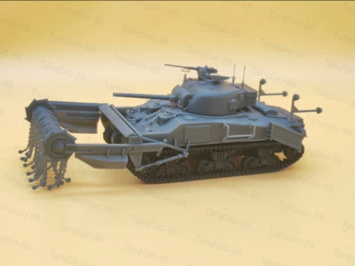 1/72 WW II US "Sherman M4A4 with Minesweeper plow" Tank kit model(3D printed) - Image 1 of 4