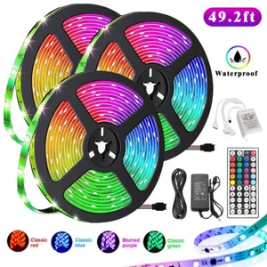 49.5FT 15M Flexible 5050 RGB LED SMD Strip Light TV Party Bar Waterproof IP65 - Picture 1 of 12