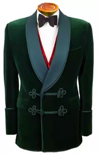 Giacca da fumo uomo in velluto verde abbigliamento festa matrimonio cena blazer cappotto elegante - Foto 1 di 4