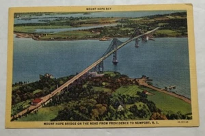 Mount Hope Bridge On The Rd. Fom Providence To New Port, R.I. Postcard (Q1) - Picture 1 of 2