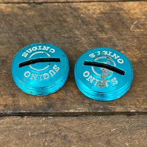 Sugino Super Maxy Cross Dust Caps Old School BMX Blue CRank Arm Anodized Alloy - Picture 1 of 19