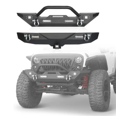 Steel Front Bumper+ Rear Bumper Combo Fit 2007-2018 Jeep Wrangler JK & Unlimited - Image 1 of 4