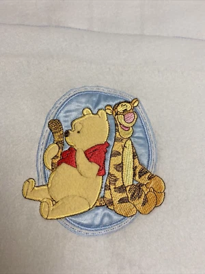 Disney Baby Pooh Tigger Blanket Blue Fleece Lovey Security soft 12" x 10" EUC - Image 1 of 4